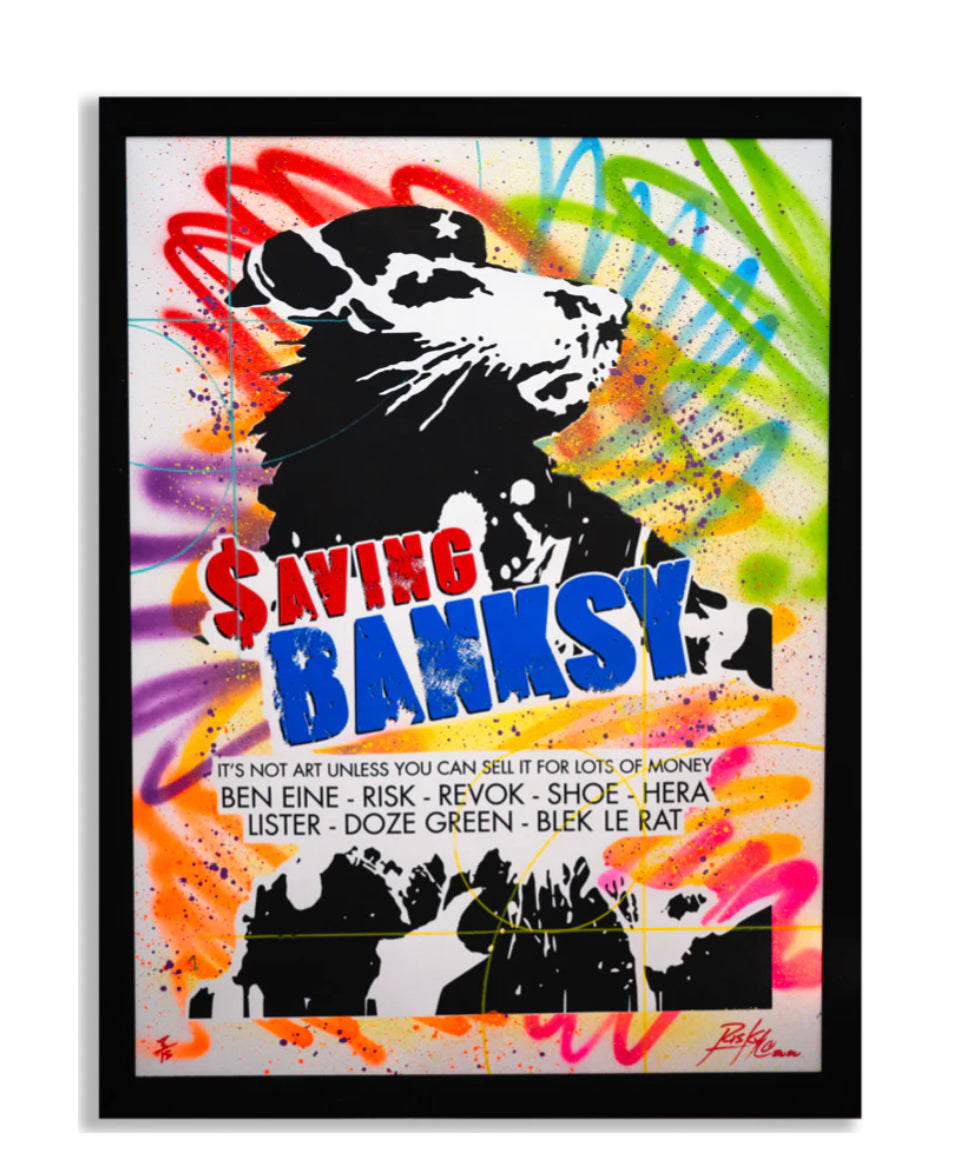 Saving Banksy Serigraph Framed by Risk Rock