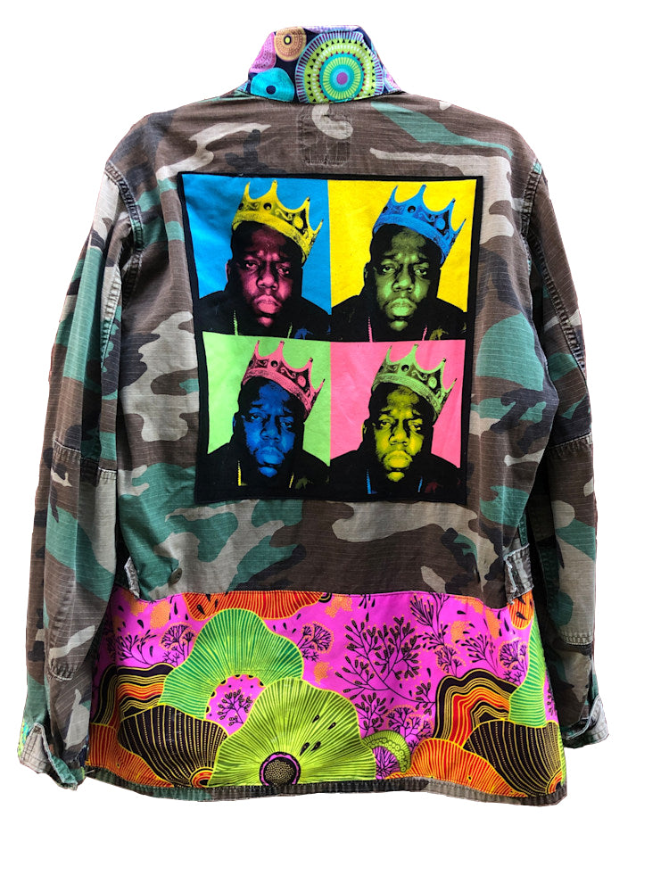 Amy Smith - Biggie Smalls Wearable Art Camo Couture Upcycled Jacket